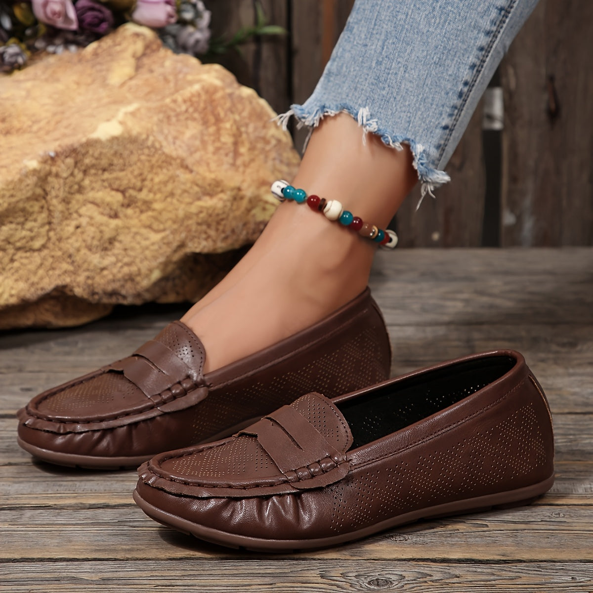 Damloafers Klassisk Stil Flexibel Bekväm Vardags- och Kontorssko