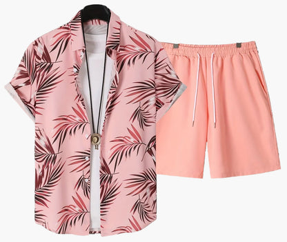 Herrset – Sommarshorts och mönstrad skjorta, avslappnad semesterstil