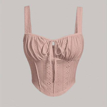 Dam Bustier Top med Knytning – Feminint och Trendigt Modeplagg för Vår och Sommar