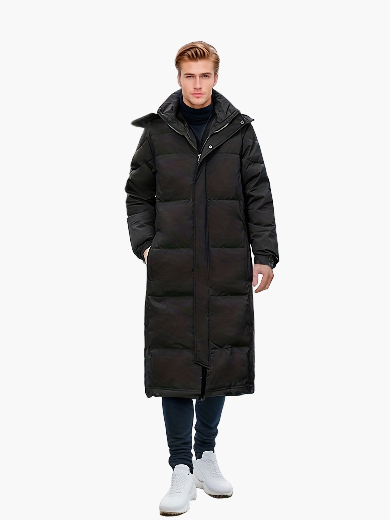Herr Lång Dunstil Parkas Vinterjacka – Elegant Varm Ytterplagg för Vardagsbruk