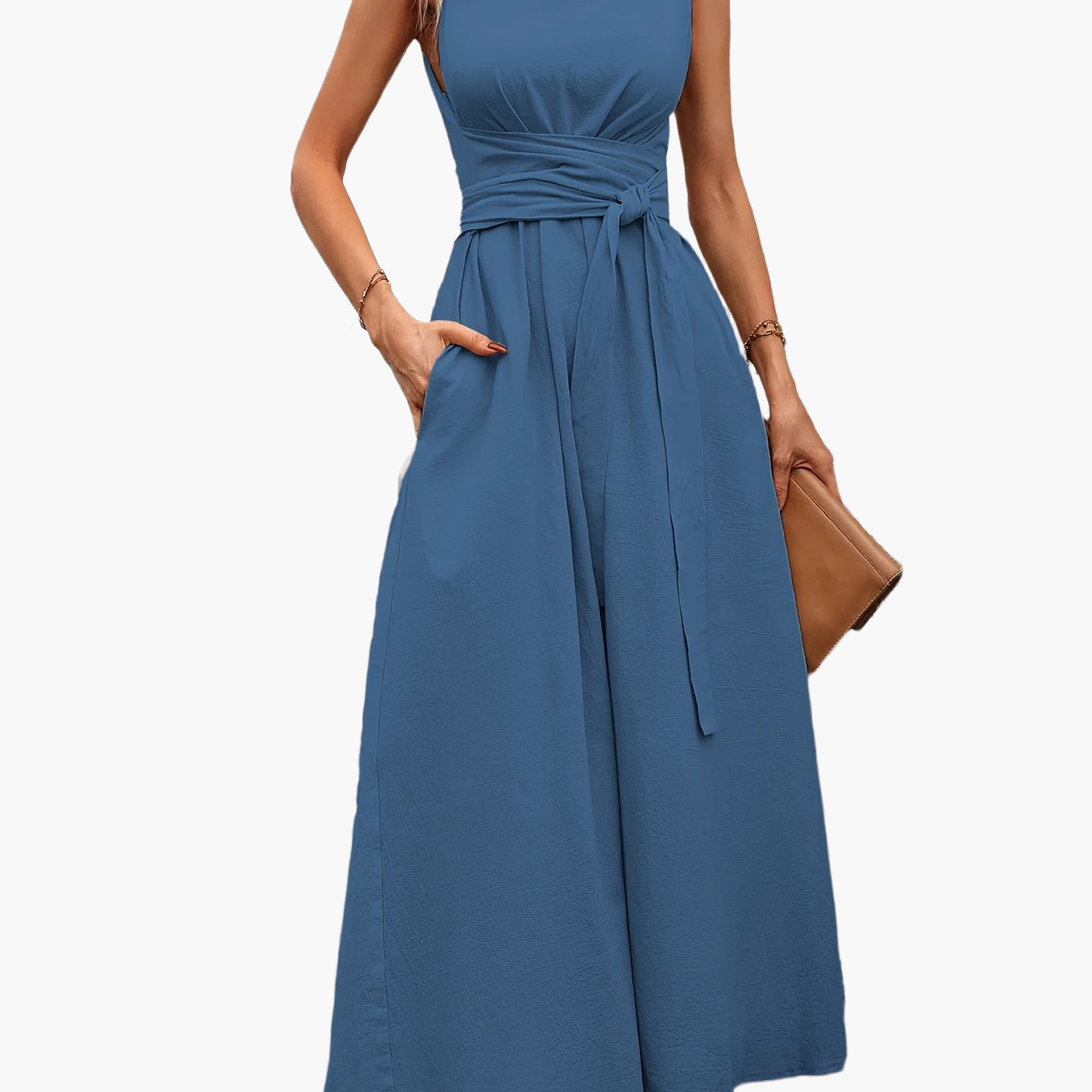 Dam Jumpsuit Elegant Ärmös Vid Benslut Sommar Fest och Vardag