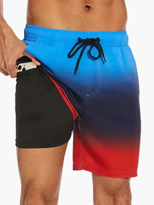 Herrarnas badshorts med innerbyxa – Snabbtorkande, sportig strandstil för aktiva dagar