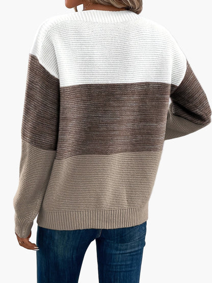 Dam Tröja Elegant Färgblock Stickad Vardagsstil Höst/Vinter