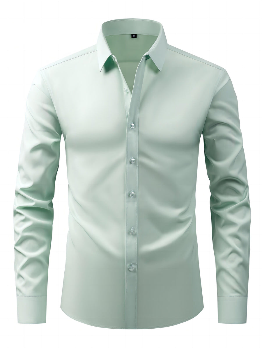 Herrskjorta Elegant Slim Fit Långärmad för Vardagsbruk och Fest