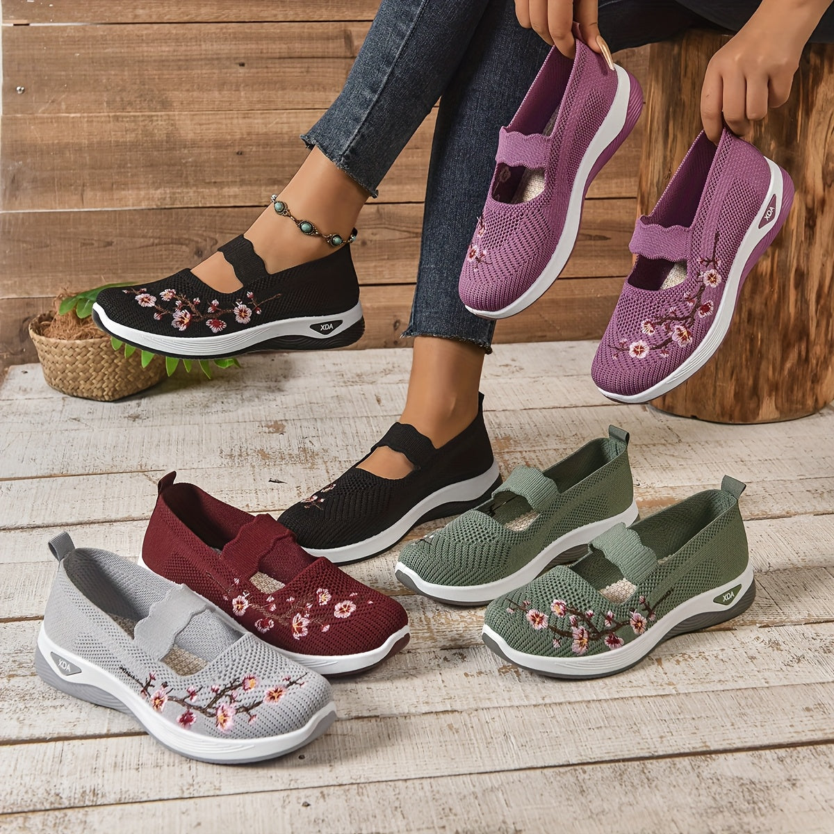 Dam Sneakers Mary Jane med Broderi och Lätt Komfort För Vardagsbruk