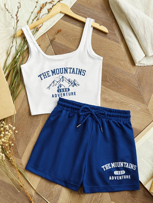 Damenset Sportigt Linne och Shorts – The Mountains Adventure – Fritid & Träning