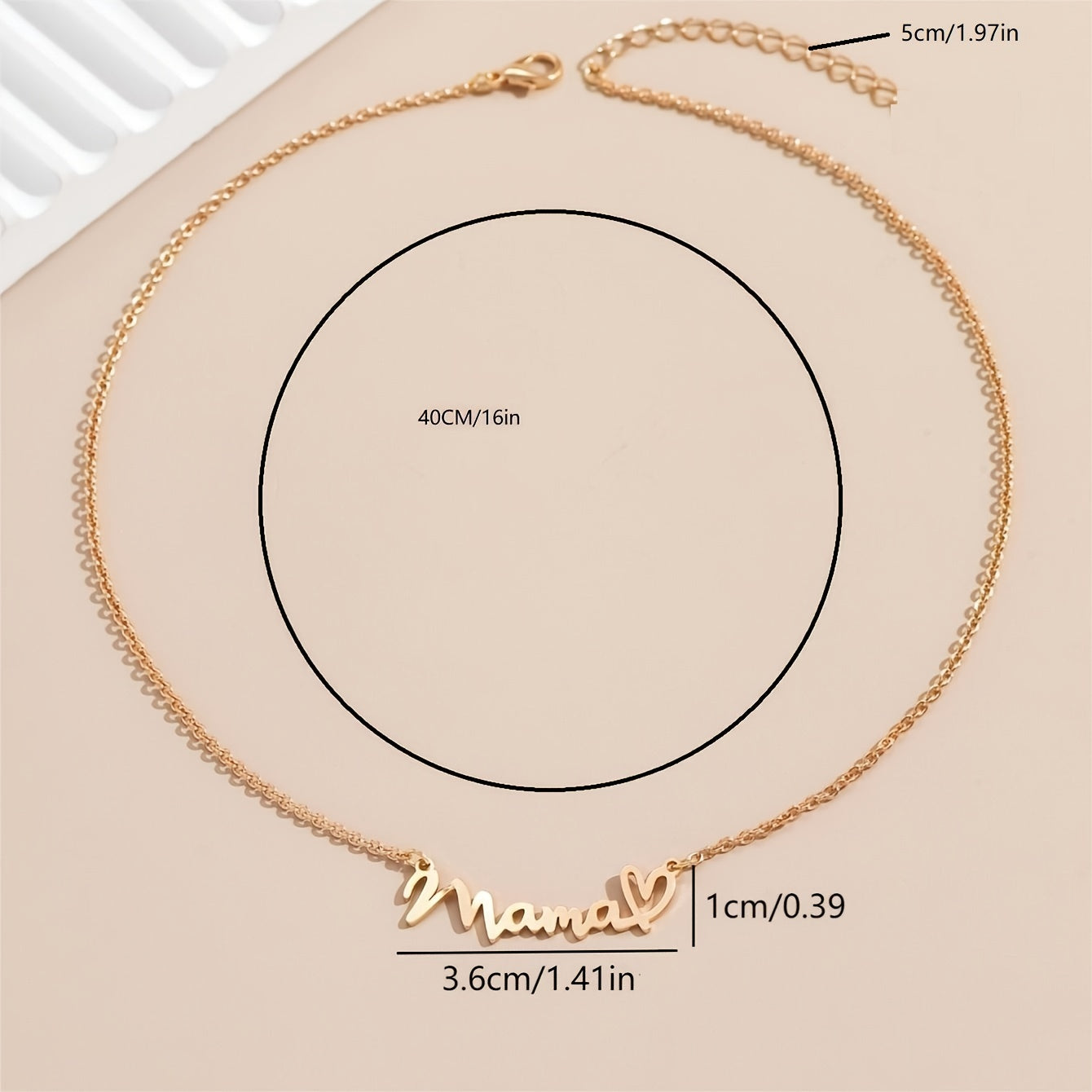 Dam Halsband Mama Hjärta – Elegant Script Smycke för Morsdag och Gåva