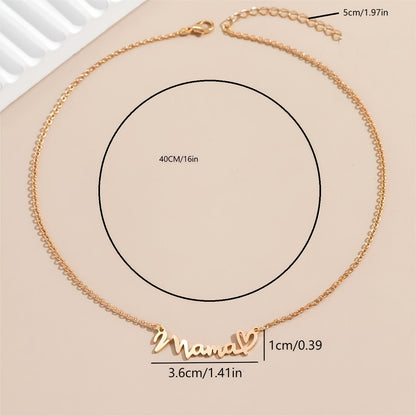 Dam Halsband Mama Hjärta – Elegant Script Smycke för Morsdag och Gåva