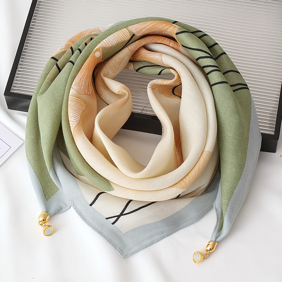 Women's Printed Scarf with Charm Pendant Ends