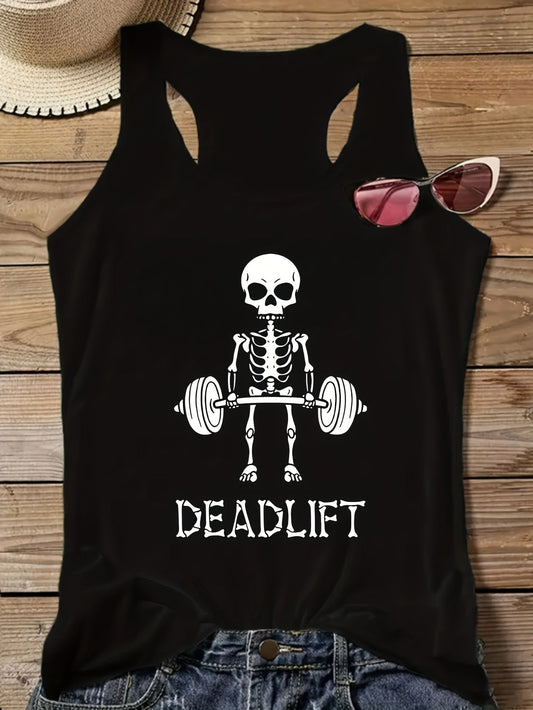 Damlinne med skelett deadlift-tryck – Sportig tränings- och gymstil