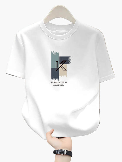 Herr T-shirt med tryck och modern bokstavsdesign – Perfekt för vardag och avslappnad stil