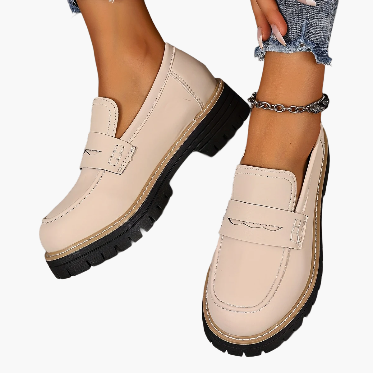 Damloafers med grov sula och modern design – Perfekta vardagsskor för stil och komfort