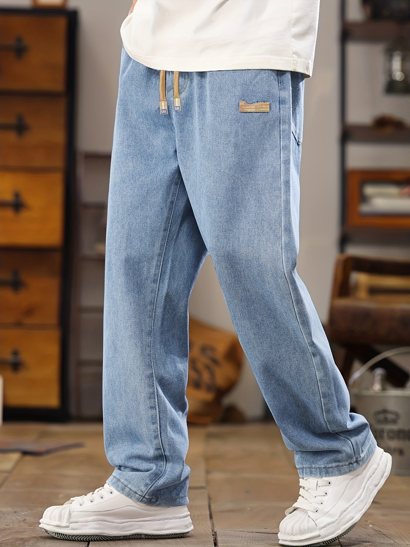 Herr Jeans Jogger Byxa Avslappnad Stil för Vardagsbruk