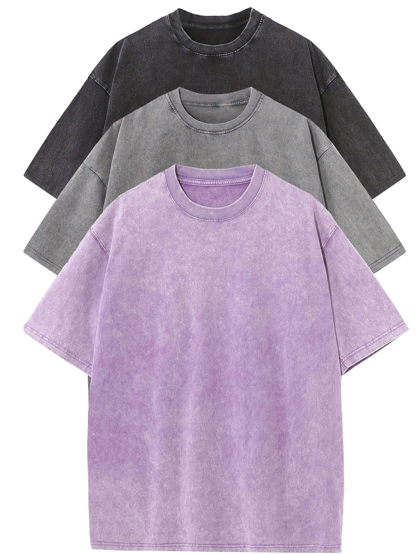Herr T-shirt Oversize Vintage Look – Avslappnad Stil för Vardag och Fritid