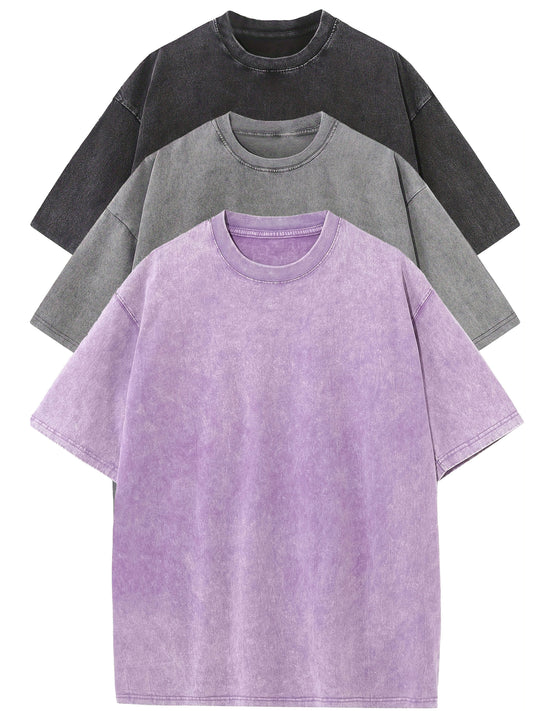 Herr T-shirt Oversize Vintage Look – Avslappnad Stil för Vardag och Fritid