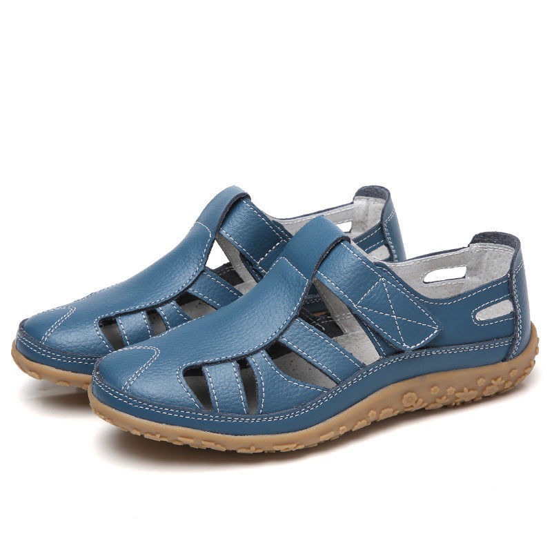 Kate – Sommarhandmade Retro Mjuk Sula Veganläder Velcro Avslappnade Skor