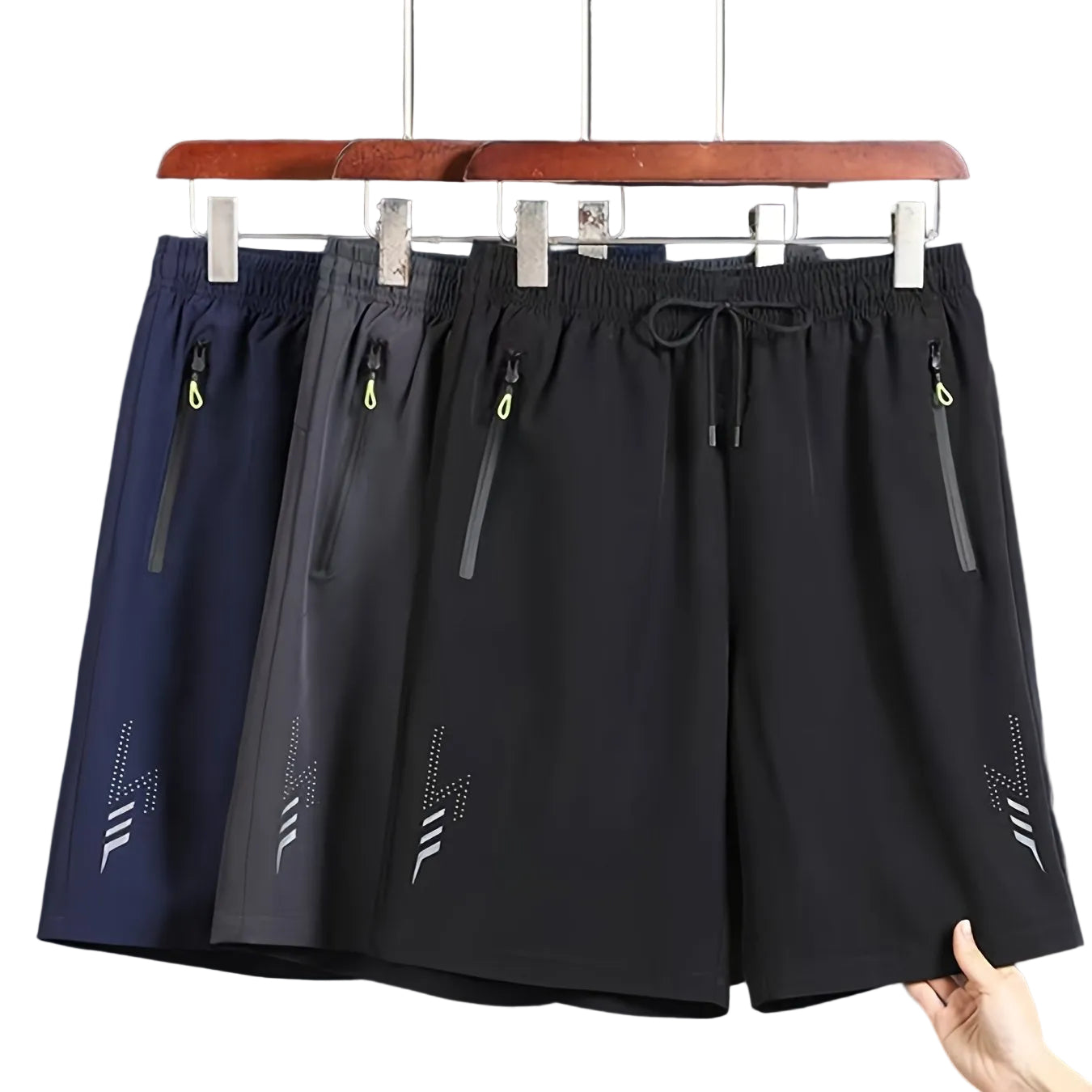 Herrar Sportiga Shorts med Dragkedjefickor – Perfekt för Träning, Löpning och Fritid