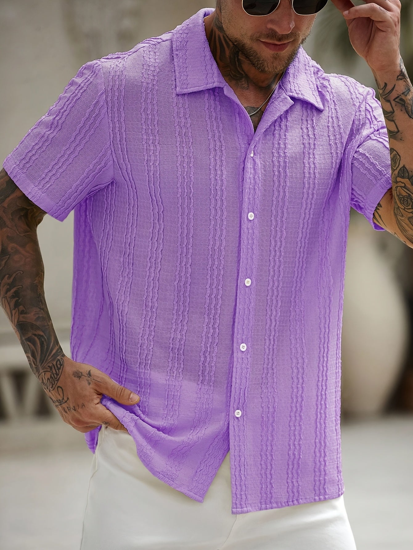Herr Skjorta Kortärmad Randig Sommar Casual Weekendstil