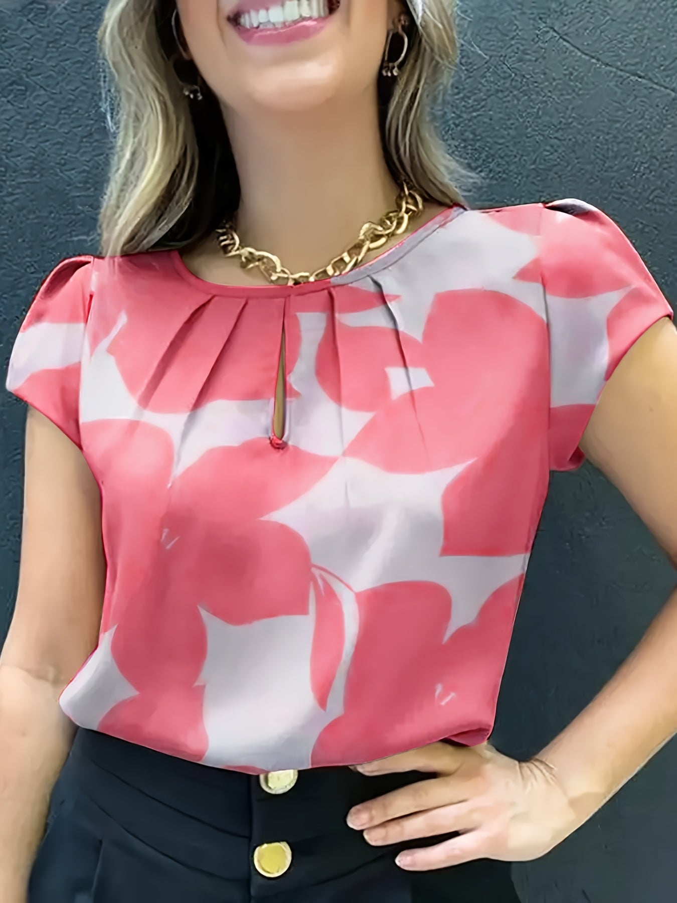 Dam Blus Kortärmad Elegant Kontorsstil Lös Passform