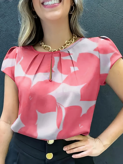 Dam Blus Kortärmad Elegant Kontorsstil Lös Passform