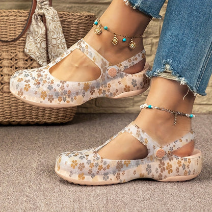 Dam Sneakers Mary Jane Blommönster Komfort Skor för Vardag och Fritid