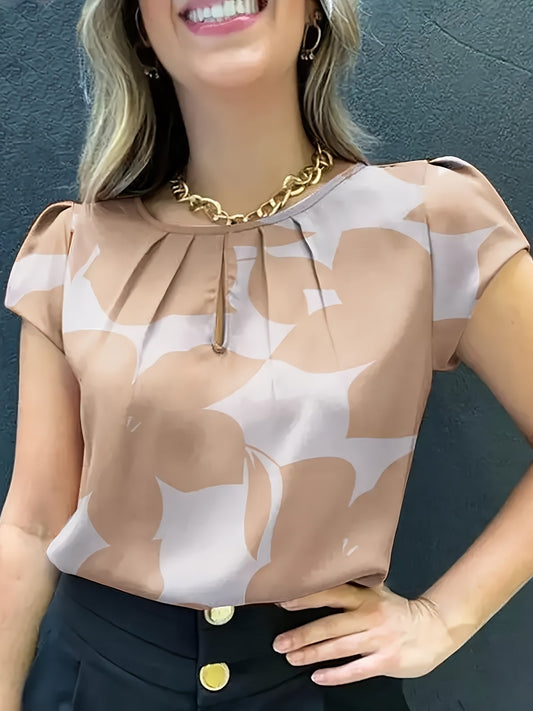 Dam Blus Kortärmad Elegant Kontorsstil Lös Passform