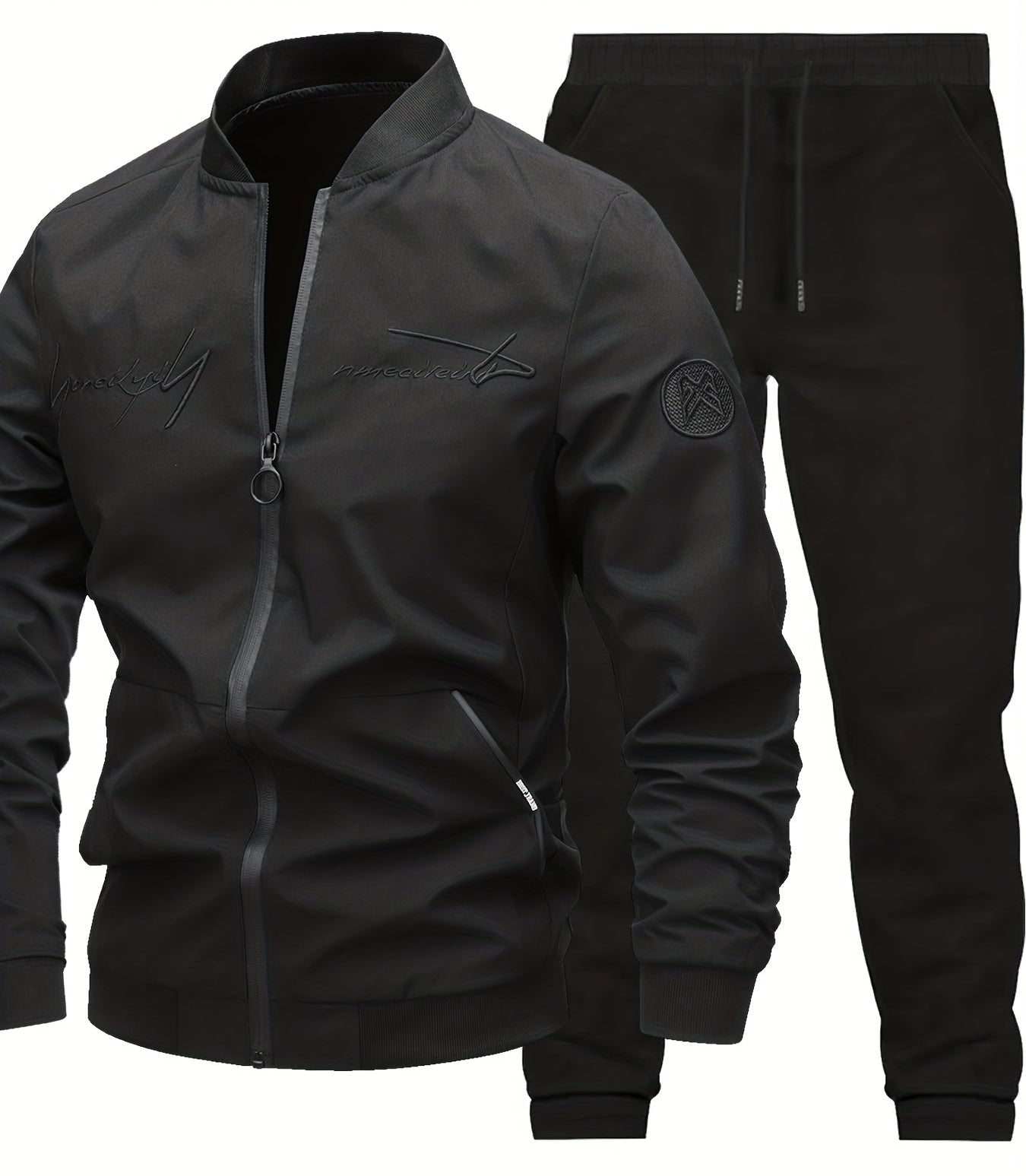 Herr Casual Set – Trendig Baseballjacka och Byxa för Vardagsbruk