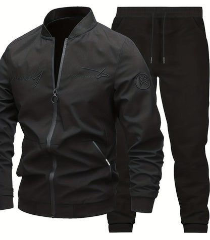 Herr Casual Set – Trendig Baseballjacka och Byxa för Vardagsbruk