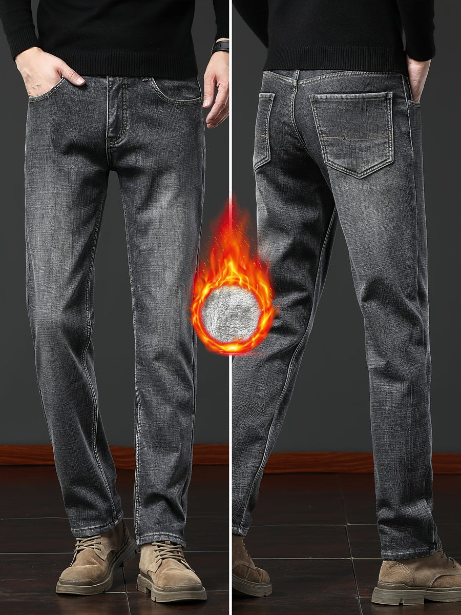 Jeans med foder för herr, blågrå eller mörkgrå