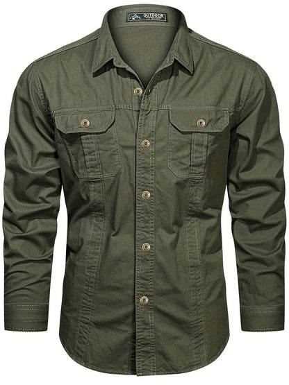 Herrskjorta Outdoor Casual med Fickor – Långärmad, Allround och Stilren