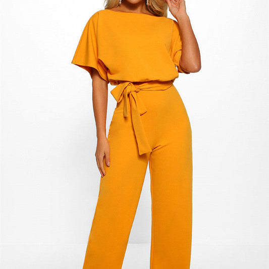 Jenny – Kortärmad Jumpsuit med Snörning i 7 Färger
