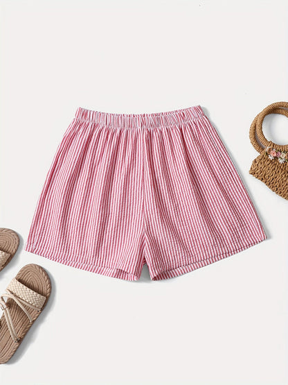 Damshorts med hög midja, randigt mönster, elegant sommarstil