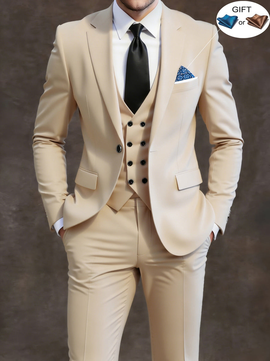 Men's 3-Piece Double-Breasted Slim Fit Suit