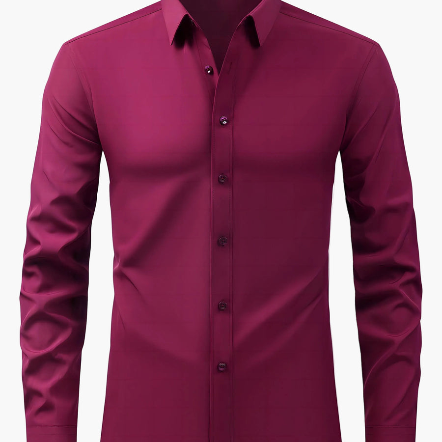 Herrskjorta Elegant Slim Fit Långärmad för Vardagsbruk och Fest
