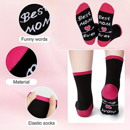 Damstrumpor – Roliga Best Mom Ever-presentstrumpor för kvinnor – Perfekt gåva till mamma