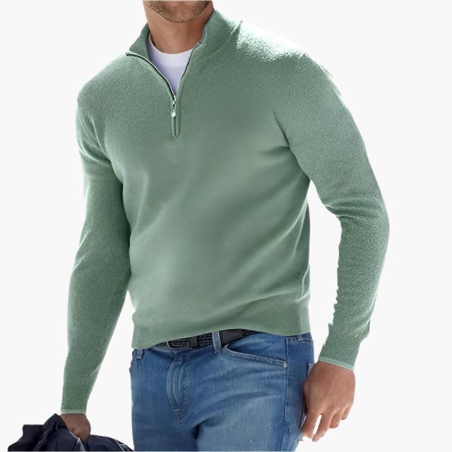 Herrtröja med halv dragkedja – Elegant och mångsidig stickad pullover för vardag och fritid
