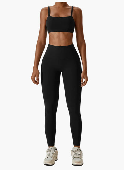 Damträning Set – Sport-BH och Högmidjade Leggings – Sömlös och Bekväm för Gym och Yoga