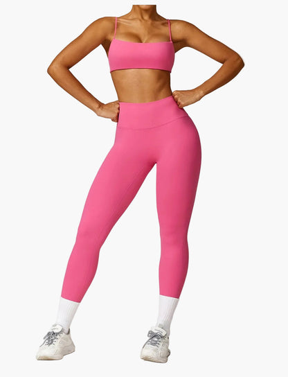 Damträning Set – Sport-BH och Högmidjade Leggings – Sömlös och Bekväm för Gym och Yoga