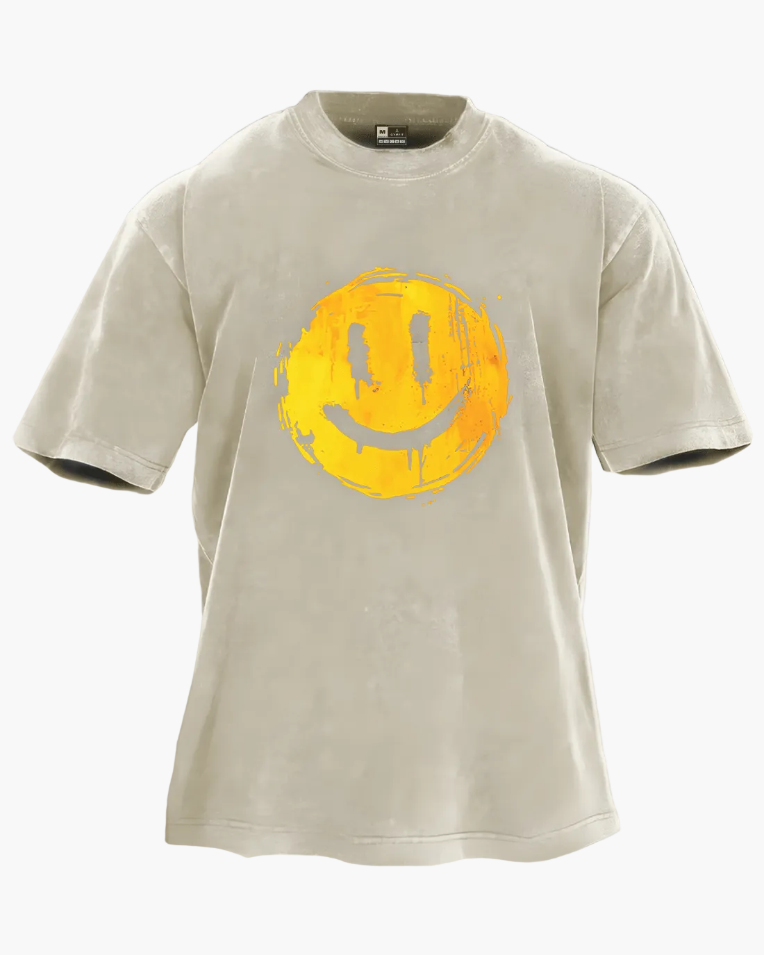 Unisex T-shirt med smileytryck – Oversize streetwear för vardagsstil