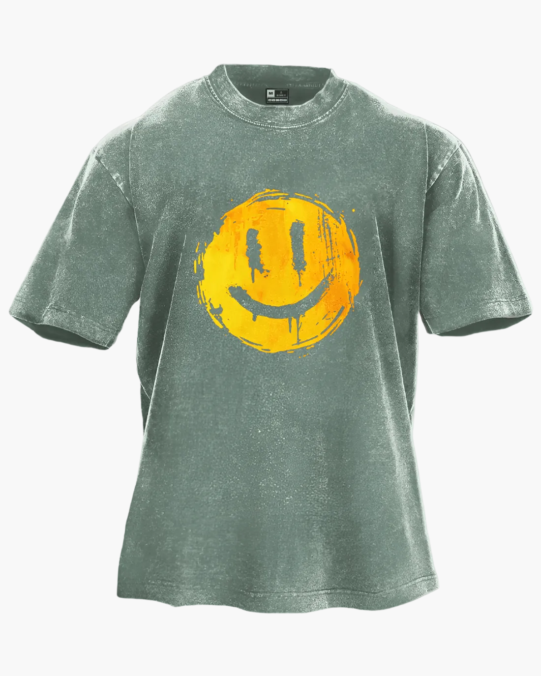 Unisex T-shirt med smileytryck – Oversize streetwear för vardagsstil