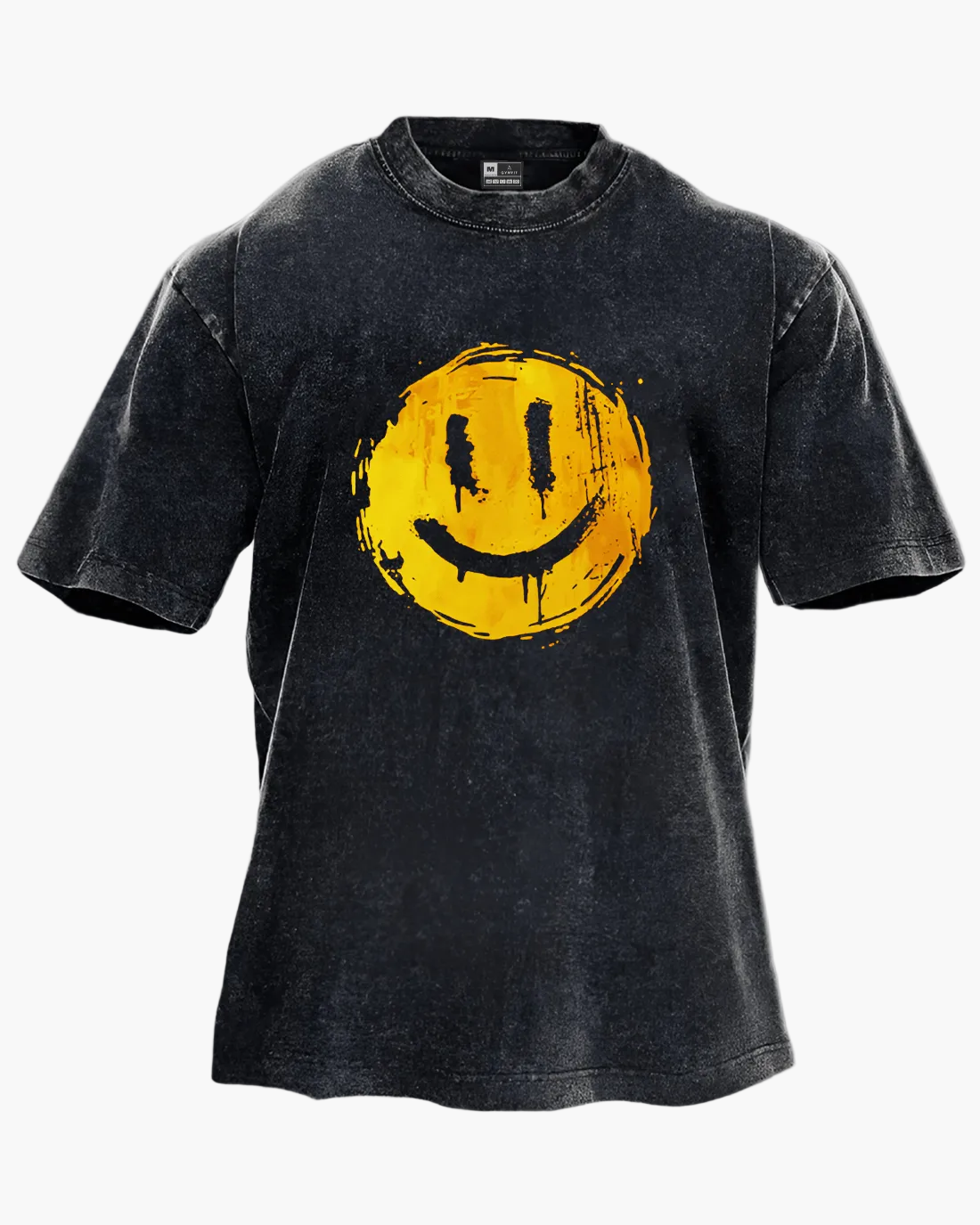 Unisex T-shirt med smileytryck – Oversize streetwear för vardagsstil