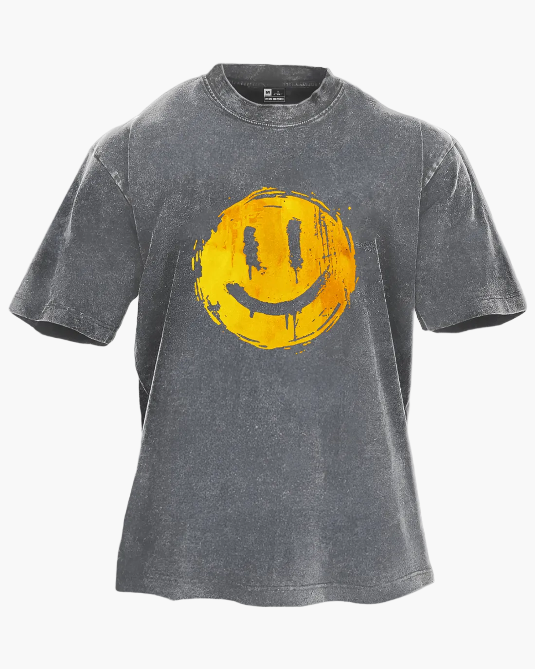 Unisex T-shirt med smileytryck – Oversize streetwear för vardagsstil