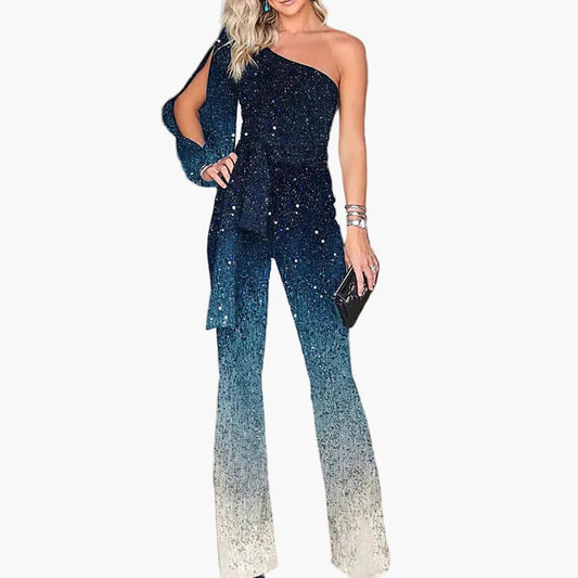 Dam Jumpsuit i Retro Disco Stil med En Ärm – Fest- och Temakvällar