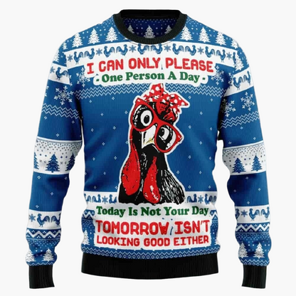 Herr Jultröja med Skräcktema – Rolig Ugly Christmas Sweater med Dödskalle och Tomteluva