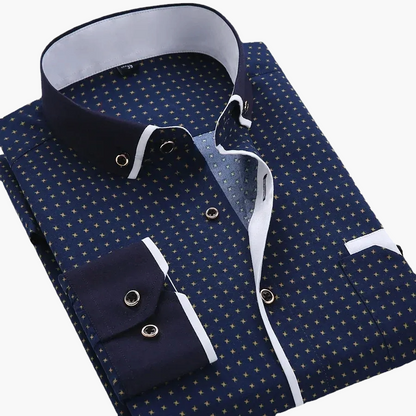 Herr Skjorta Elegant Slim Fit Rutigt Mönster Fest & Kontor