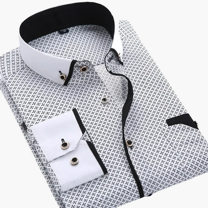 Herr Skjorta Elegant Slim Fit Rutigt Mönster Fest & Kontor