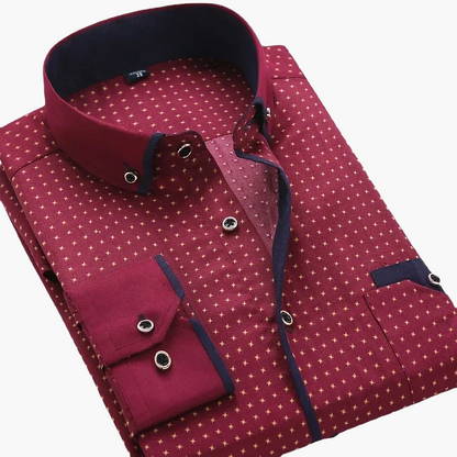 Herr Skjorta Elegant Slim Fit Rutigt Mönster Fest & Kontor