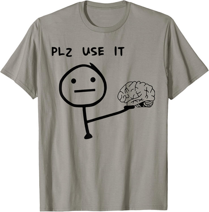 Herr T-shirt med rolig meme-tryck – Plz Use It – Avslappnad stil för vardagsbruk