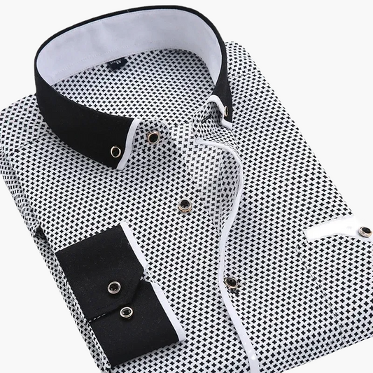 Herr Skjorta Elegant Slim Fit Rutigt Mönster Fest & Kontor