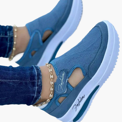 Damskor för promenad och vardag – Mode Slip-on Sneakers med kilklack för kvinnor
